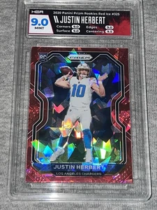 2020 Panini Prizm Justin Herbert Rookie Red Cracked Ice Prizm RC #325 HGA 9 MINT - Bild 1 von 2