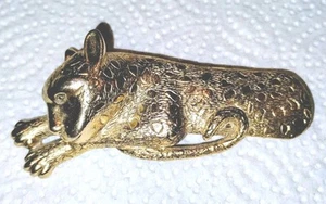 Hattie Carnegie Vtg Signed Goldtone Jaguar Panther Pin Brooch 3.5" Long Heavy - Picture 1 of 15