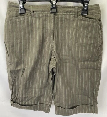 a.n.a. Pantalones Cortos Para Mujer 10 Bermudas Rayas Puños Tiro Medio Oliva Rayas Elastizados Foto 1 de 4