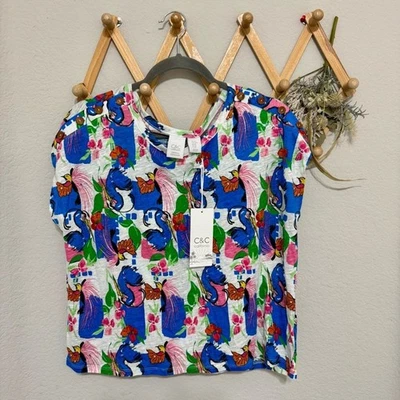 NWT! C&C Tropical Floral Linen Blend Shirt Size M - Image 1 of 4