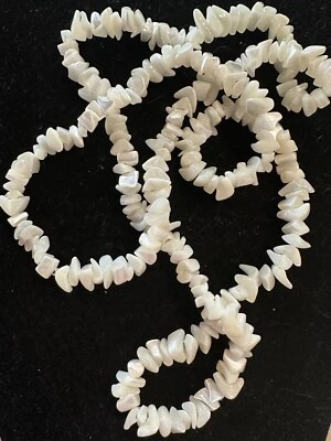 Beautiful Lustre Mother of Pearl Chip Endless Strand Necklace 30 inch - Image 1 of 4