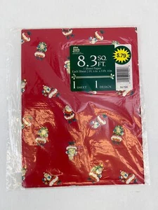 Vintage Plus Mark American Greetings Blatt Geschenkpapier rot Weihnachtsmann - Bild 1 von 3