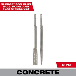 Milwaukee SDS-PLUS Sledge Bull Point & Flat Chisels, 2-Pk., Model# 48-62-6080 - Picture 1 of 9