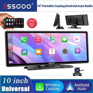 10.26'' IPS Screen Portable Car Stereo Radio Wireless Apple CarPlay Android Auto - Picture 1 of 16
