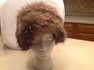 Vintage Ladies Hat Gimbel's Raccoon Brown Real Fur Needs A Little Repair Work! - Image 1 of 4