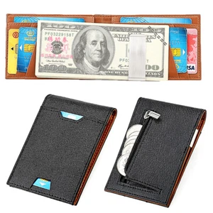 Mens Wallet Bifold Leather Slim Wallets Front Pocket Credit Card Holder Purse US - Picture 1 of 19