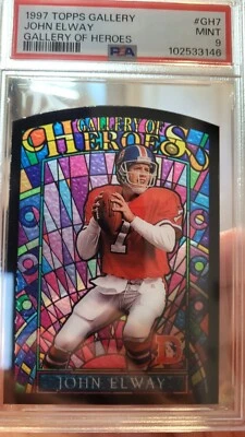 1997 TOPPS GALLERY OF HEROES STAINED GLASS #GH7 JOHN ELWAY - PSA 9 - Image 1 of 4