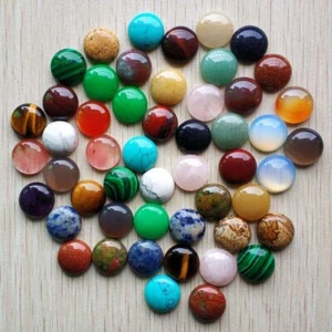 Venta al por mayor 30 piezas/lote piedra natural mezclada piedras cabujón redondas cuentas 16 mm - Imagen 1 de 2