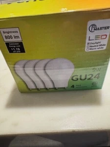 GU24 LED Light Bulb 9W (100W Equiv) -4 Pack New in Box - Picture 1 of 4