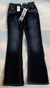 Justice Jeans Girls 14 Slim luxury Silver & Black sequins RhinesReg.price $46.9 - Picture 1 of 12