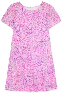 Women's Dress - Pink Purple Printed Dress - Mini Dress - Small - Cotton - Picture 1 of 3