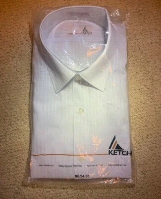 Ketch Mens shirt Long Sleeve Dress Shirt Blue Stripe Size 16 New Vintage ` - Image 1 of 4