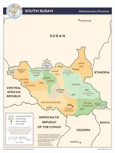 South Sudan Political Administrative Province Map Country Nation Poster Print - Picture 1 of 1