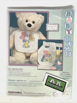 Dimensions ZOO ALPHABET 2 Bibs Stamped Cross Stitch Kit Free Shipping USA - Image 1 of 2
