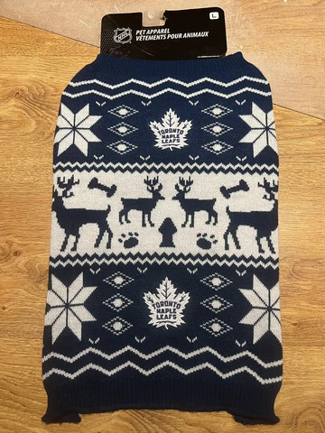 Toronto Maple Leafs NHL Hockey Knit Christmas Holiday Dog Sweater Jacket Vest L Cover