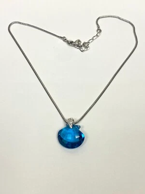 Collar Cristal Swarovski Vieira Azul Almeja Shell Colgante 17" Foto 1 de 4