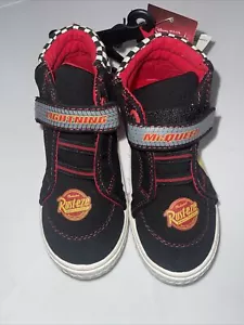 DISNEY CARS MCQUEEN BOYS TODDLER HIGH TOP SNEAKERS SHOES ADJUSTABLE - Picture 1 of 12