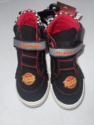DISNEY CARS MCQUEEN BOYS TODDLER HIGH TOP SNEAKERS SHOES ADJUSTABLE - Image 1 of 4
