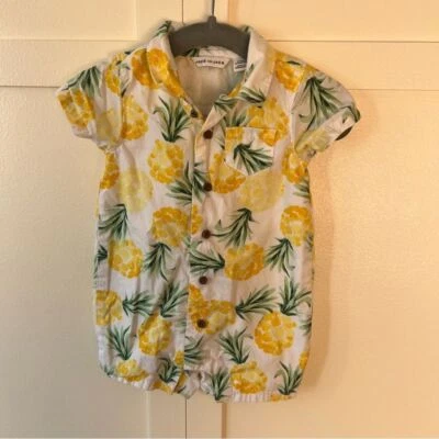 Janie And Jack One Piece Button Down Baby Pineapple Romper Size 3-6 Months - Image 1 of 4