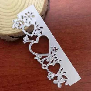 (D40) HEARTS & FLOWERS BORDER EDGE METAL CUTTING DIE, STENCIL CARD SCRAP-BOOKING - Picture 1 of 3