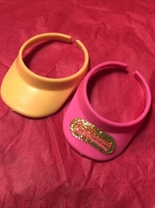 Vintage Barbie doll Sun Visors tennis hats 1987 CALIFORNIA Yellow & Pink - Picture 1 of 4