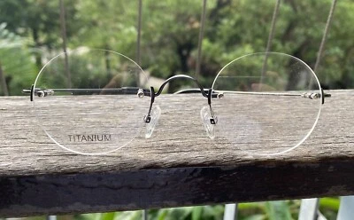 Marco de gafas redondas para hombre gris titanio ovaladas gafas estilo Steve Jobs Foto 1 de 4