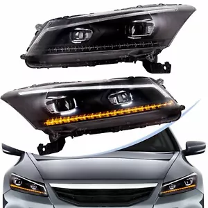 Headlights LED Projector For 2008-2012 Honda Accord With Sequential Trun Signal - Picture 1 of 12
