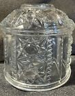 Vintage Indiana Glass Clear Stars and Bars Fairy Lamp Light TOP ONLY 