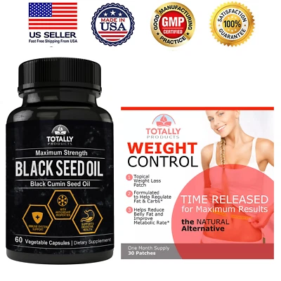 Aceite de semilla negra suplementos de salud inmune y parches tópicos para quemar grasa pérdida de peso Foto 1 de 4
