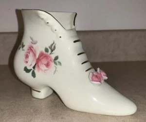 Porcelain Shabby Victorian Shoe Chic Planter - Jewelry Display Vintage Floral - Picture 1 of 5