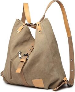 KONO  Backpack Canvas Shoulder Bag Travel Rucksack Convertible 3 in 1 Crossbody