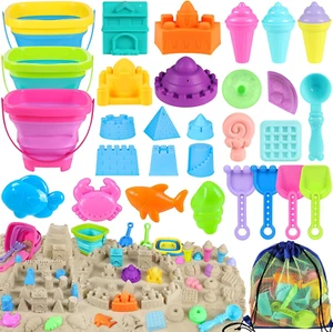 Collapsible Beach Toys for Kids Toddlers, 3 Foldable Buckets and Shovels Set, Sa - Picture 1 of 7