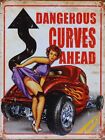 A3/A4 Size  - Dangerous Curves Ahead Poster  Pin Up Girl Car Vintage   - # 4