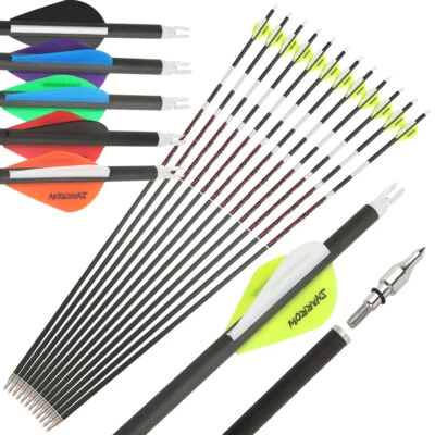 31" Pure Carbon Arrows Dark Glow SP300-600 2" Vanes Recurve Compound Bow Hunting - Image 1 of 4