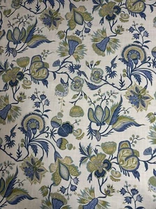 Ballard Designs Leinen Wohnkultur Stoff blau grün BTY 54 Zoll breit - Bild 1 von 4