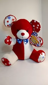 Sugar Loaf Teddy Bear Plush Red White Blue Stars USA Flag Bowtie Patriotic 12 in - Picture 1 of 19