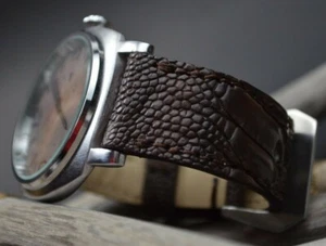 PULSERA RELOJ 26 24 22MM MARRÓN AUTÉNTICO PATA DE AVESTRUZ PARA PANERAI HANDMADE MA STRAP - Imagen 1 de 12