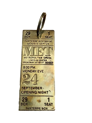 Metropolitan Opera House Opening Brass Ticket Fob September 24, 1950's? Vintage - Image 1 of 4