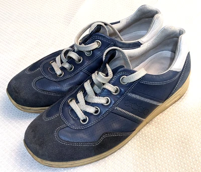 Zapatillas deportivas Ecco Mobile II de cuero azul gamuza con cordones para mujer talla 8,5 EU 39 Foto 1 de 4