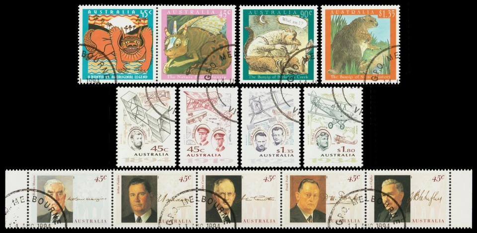Australia Scott 1377a-1379, 1380, 1381-1384 (1994) CTO NH VF, CV $17.20 M - Image 1 of 1