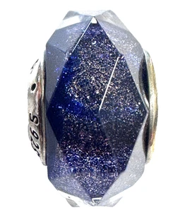 New 100% Authentic PANDORA 925 Faceted Blue Shimmer Murano Glass Charm 792984C00 - Picture 1 of 9