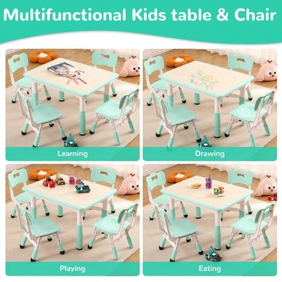 Conjunto de mesa e cadeiras infantis, mesa ajustável em altura infantil com mesa de grafite - Imagem 1 de 4
