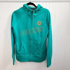 Nike Miami Dolphins aquablaues Kapuzenpullover mit durchgehendem Reißverschluss Damen Medium NEU - Bild 1 von 8