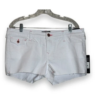 True Religion Women's Joey Cut-off Low Rise Flap Optic White Shorts Size W32 NWT - Image 1 of 4