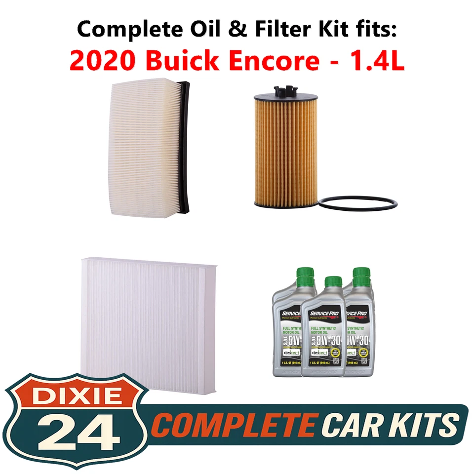Fits: 2020 Buick Encore 1.4L Complete Oil, Air & Cabin Filter Kit (5W-30) Foto 1 de 4