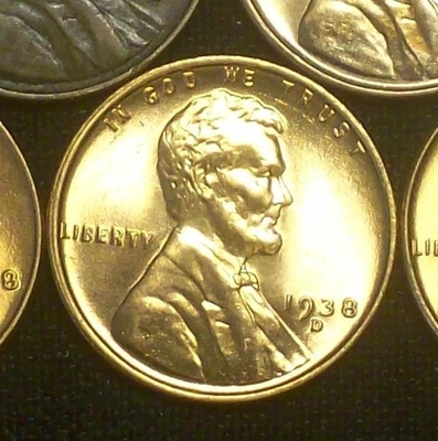 1938-D CHOICE BU - HIGH GRADE LINCOLN WHEAT CENT - VERY SOLID COIN - SEE PICS!! - Image 1 of 4