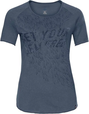 Camisa Odlo Damas Manga Larga BL Top Cuello Redondo S/S Estampado Brillante, Poseidón Mela Foto 1 de 2