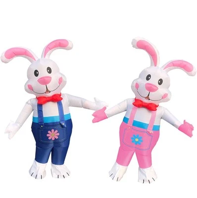2 Packs Easter Day Inflatable Bunny Costumes Easter Rabbit Blow-up Costume fo... - Image 1 of 4
