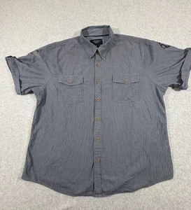 Camisa Harley Davidson Para Hombres XXL Azul Rayas Parche para el Hombro Motocicleta Botón - Imagen 1 de 7