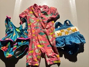 Lot of 3 Smockingbird Smocked Fish Swim Suit 18 & 12 Month One Piece Swim Plus - Picture 1 of 23